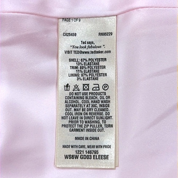 Ted Baker Eleese Mesh Detail Skater Baby Pink Dress - Picture 6 of 10